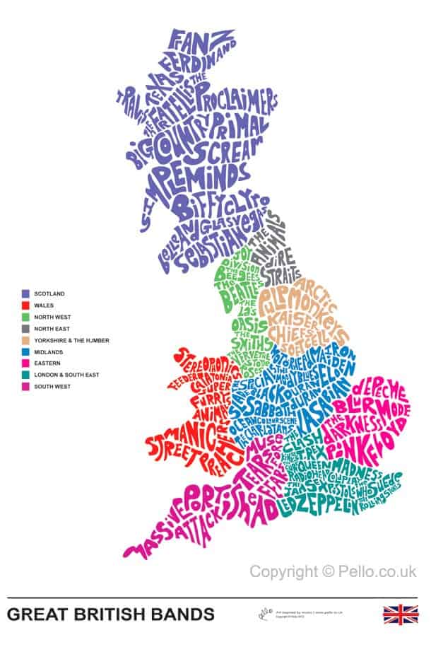 Map Of British Bands
