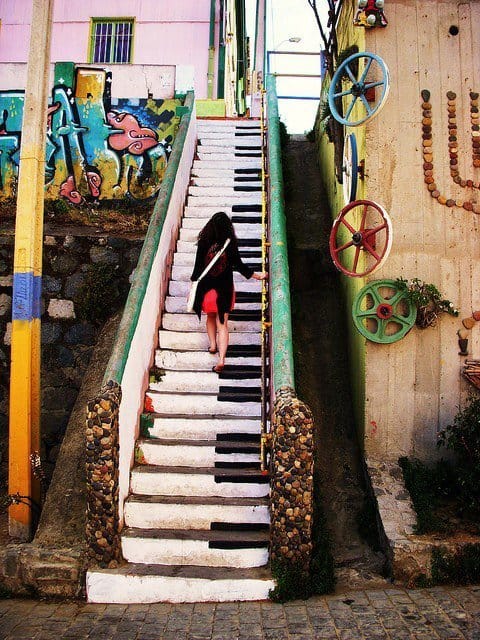 Piano Stairs at ValparaĂso, Chile