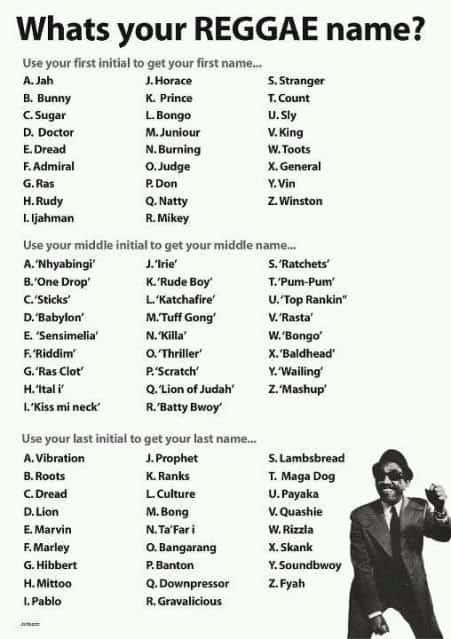 What's Your Reggae Name?